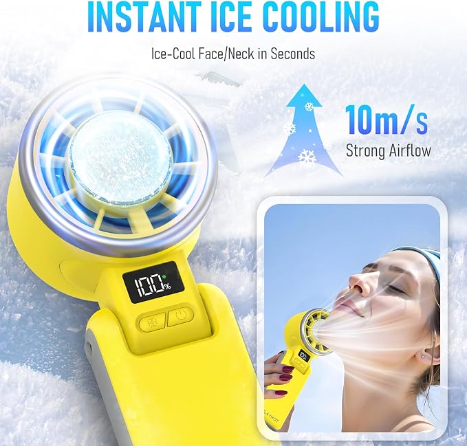 PlayHot Portable Handheld Cooling Fan, Travel Essentials, Gifts for Women | Instant Cooling, 10m/s Airflow, 5-Speed, 10H Max, USB-C Rechargeable, LED Display, 3-in-1 Foldable for Cruise, Beach Vacation - Image 2