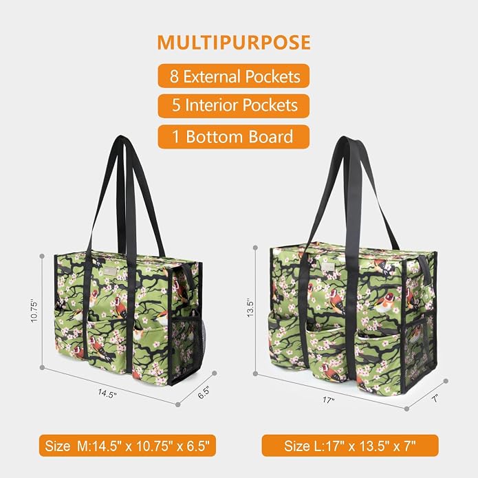 TOPDesign Utility Water Resistant Tote Bag with 13 Pockets, Top Zipper Closure & Thick Bottom Support, for Working Women - Image 2