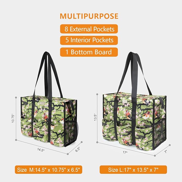 TOPDesign Utility Water Resistant Tote Bag with 13 Pockets, Top Zipper Closure & Thick Bottom Support, for Working Women - Image 2