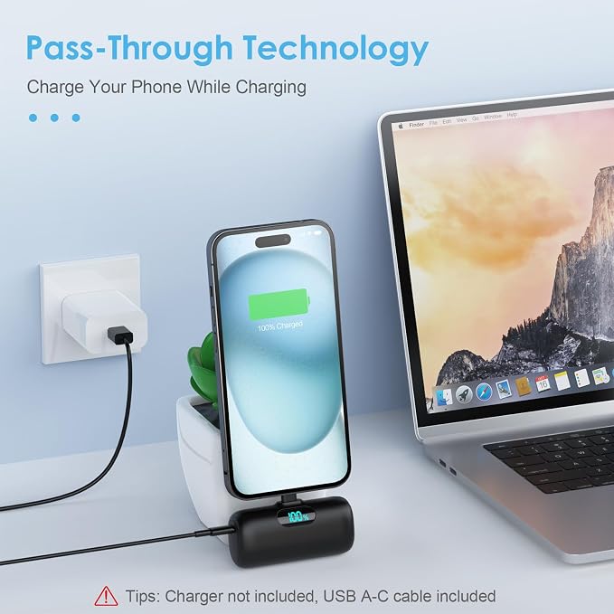 Mini Portable Charger USB C Power Bank,Upgraded 5000mAh PD Fast Charging Battery Pack Built-in USB-C Connector Travel Essential for iPhone17/17Pro/17Pro Max/Air/16 Plus/16Pro Max/15 Series,Android - Image 7
