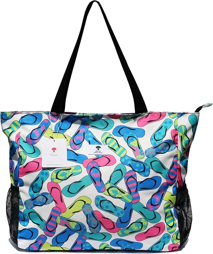 ESVAN LARGE BEACH BAG Water Resistant Lightweight 20 inch Women Oversize Tote Bag for Gym Beach Travel Pool Yoga Nurse - Image 4
