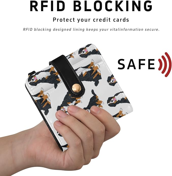 Dog Bernese Mountain Women's Wallets RFID Blocking,Credit Card Holder Bifold Wallet,Slim Card Cases,PU Leather Travel Wallet for men Girls - Image 4