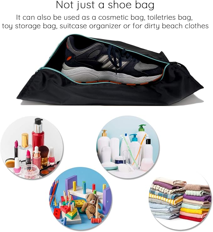 Ecoright Shoe Bags for Travel, Set of 2, 100% Recycled Water-Resistant Zipper Pouch Bags, Shoe Bags for Storage, Travel Essentials for Men & Women - Image 6