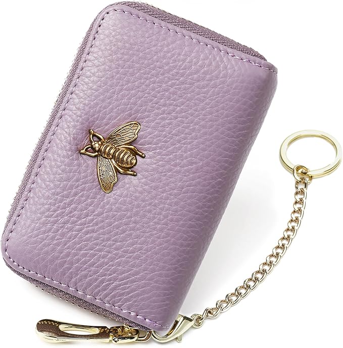 imeetu RFID Credit Card Holder, Small Card Wallet Women, Leather Card Case | Genuine Leather Women's Card & id Cases, Change Coin Purse with Zipper Keychain id Window, 20 Colors & 3 Styles, Daily, Gifts by imeetu