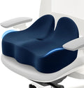 Memory Foam Seat Cushion, Ergonomic Office Chair Cushion for Long Sitting | Curved Tailbone Support Cushion for Car, Desk Chair and Wheelchair, Coccyx Comfort Pad with Breathable Cover, X-Large, Blue by CushZone