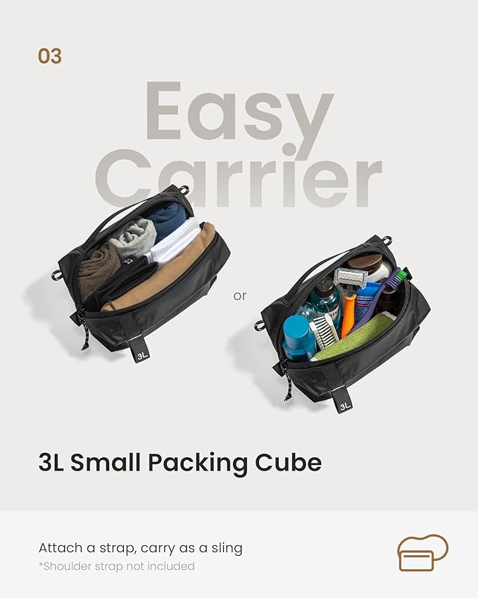 tomtoc 3 Set Packing Cubes for Travel, Compression Expandable Organizers | Odor-resistant Travel Bag Pouch for Backpack & Suitcase, Luggage Organizer Accessories for Travel Essentials Storage - Image 5