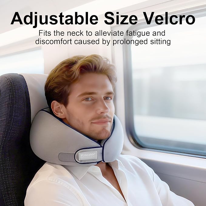 Travel Neck Pillow for Airplanes, Neck Support Pillow for Sleeping & Pain Relief, Stuffable Cervical Pillow, Portable Travel Essentials for Plane, Car & Office(Gray) - Image 2