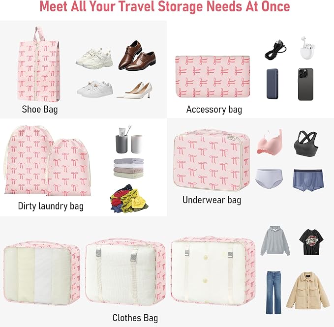 8 Set Packing Cubes for Travel Suitcase Organizer Bags Luggage Packing Cubes Set Travel Essentials Accessories Gifts for Women - Image 5