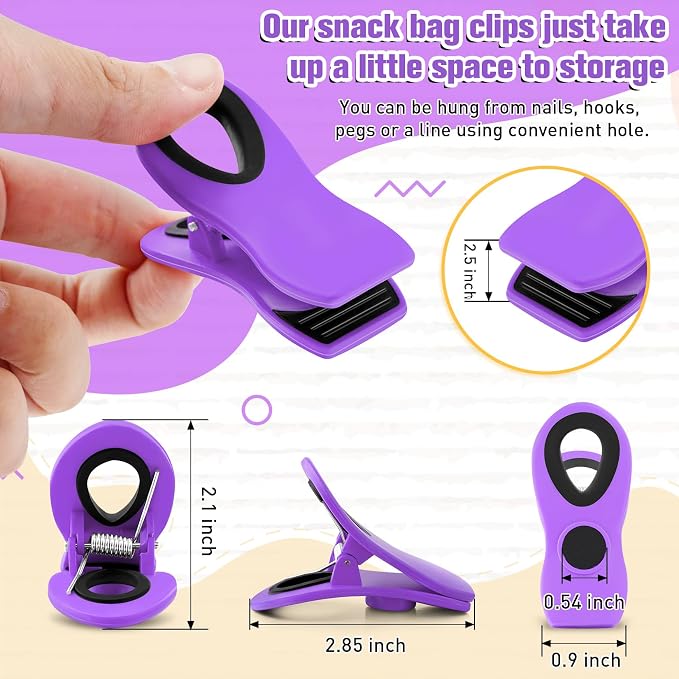 Chip Clips, Bag Clips for Food Storage, 12 Pack Multicolor | Magnetic Chip Bag Clips with Airtight Seal Grip for Food and Snack, Refrigerator, Fridge, Office, Garden, Long-Lasting Use - Image 3