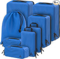 8 pcs Compression Packing Bags Cubes Set with HybridMax Double-Capacity Design - Packing Cubes for Travel Compression to Maximize Limited Luggage Space, Blue by WellTraveled