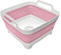 Collapsible Wash Basin 9L, Foldable Dish Tub with Drain Plug, Portable Collapsible Dish Basin, Camping Sink for Washing Dishes, Laundry & Kitchen Use (Pink) by MontNorth