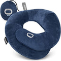 BCOZZY Organic Cotton Double Support Neck Pillow for Travel - 3 Ergonomic Positions for Head, Neck, and Chin Comfort - Ideal for Sleeping Upright on Flights, Cars, and at Home – X-Large, Navy by BCOZZY