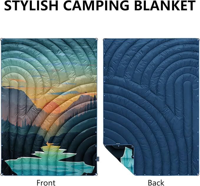 Puffy Camping Blanket,Large Camp Blanket Outdoor Camping Quilt Waterproof | Lightweight Printed Warm Packable Down Alternative Blanket for Camping,Traveling, Stadium, Hiking, Picnics - Image 2