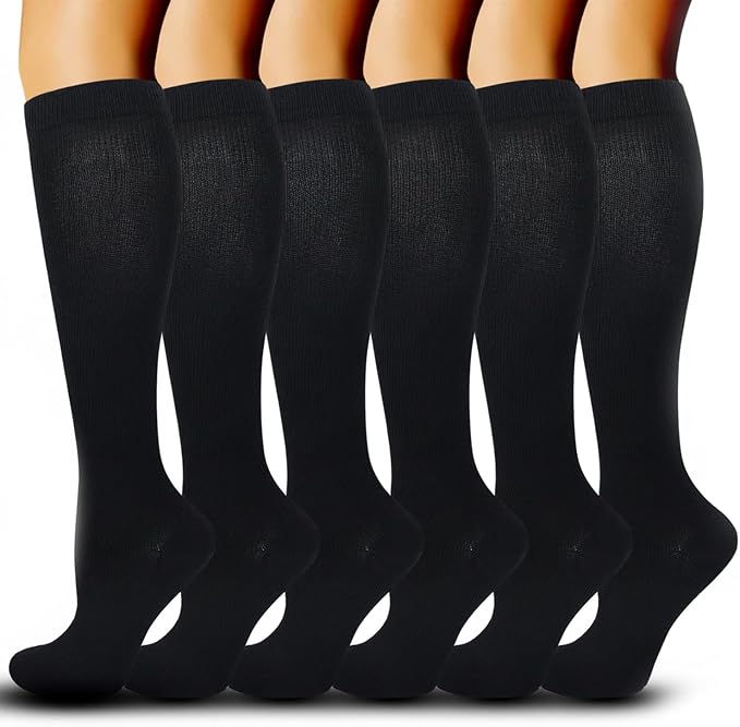 3 Pairs Compression Socks for Women Men 15-20 mmHg | Knee High Compression Stockings Soft Nylon Support Socks for Athletic Running Travel Office Daily Wear & Muscle Recovery by sunysmiling