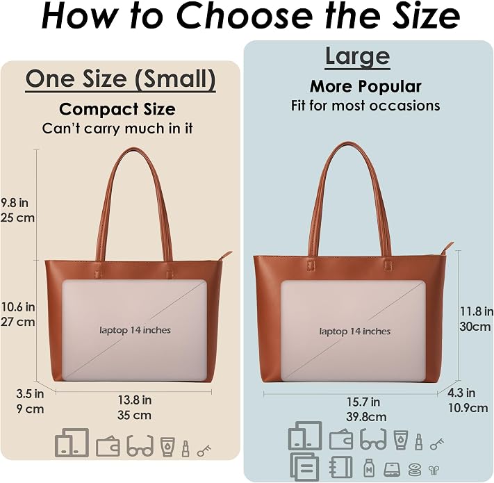 KALIDI Tote Bag Zipper Shoulder Bag Vegan Leather Purses Satchel for Women | Large Casual Handbag for Work Commuting Dating College Everyday - Image 4
