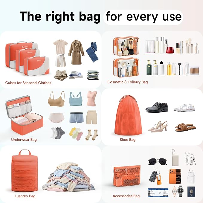 9 Set Packing Cubes for Travel, Gifts for Women Mom,Anti-Tearing Suitcase Organizer,OlarHike Vacation Essentials & Accessories for Cruise Ship - Image 8