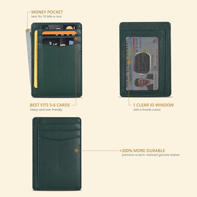 Oak Leathers Minimalist Slim Leather Wallet - RFID Card Holder - Image 2