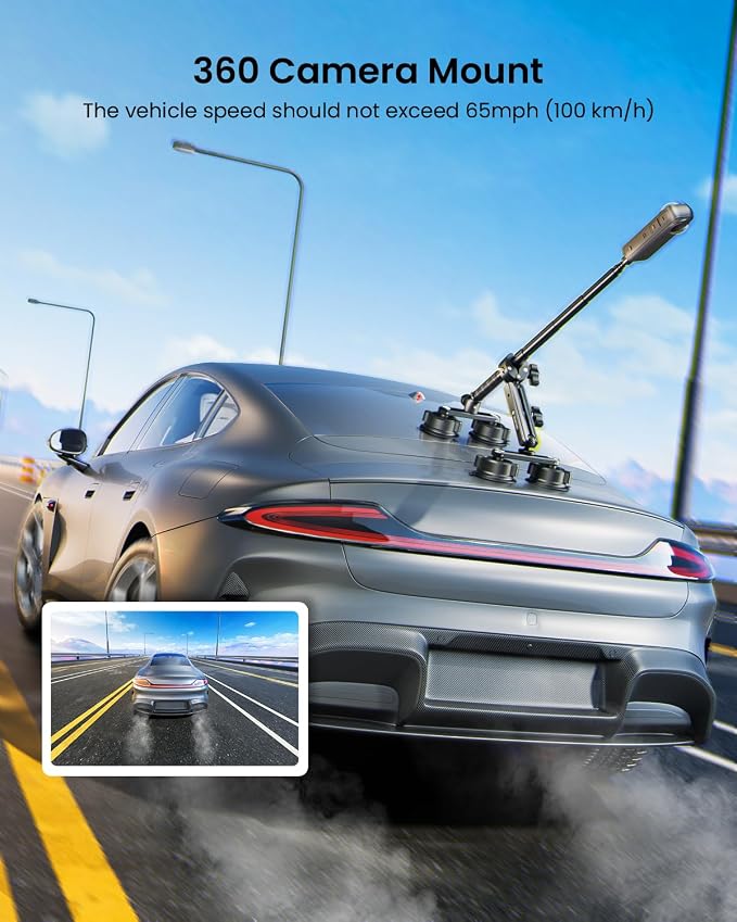 4 Suction Cup Car Mount Kit for Insta360 X5X4 Action Camera Mounts | Car tripod for insta360 X5 accessories, 360 camera mounts for gopro, suction mount for Osmo action 6/5,car racing travel vlog - Image 6