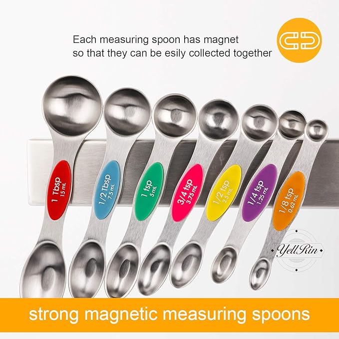 Magnetic Measuring Spoons Set Stainless Steel Dual Sided Measuring Spoons | Stackable Teaspoons Tablespoons for Measuring Dry and Liquid Ingredients - Image 4