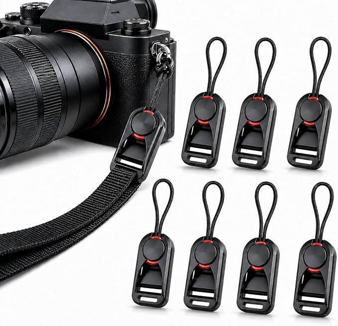 8-Piece Camera Strap Quick Release Connector Kit | Includes quick-release buckles and anchor connectors for DSLR, mirrorless, action cameras, and camera straps. by Unknown
