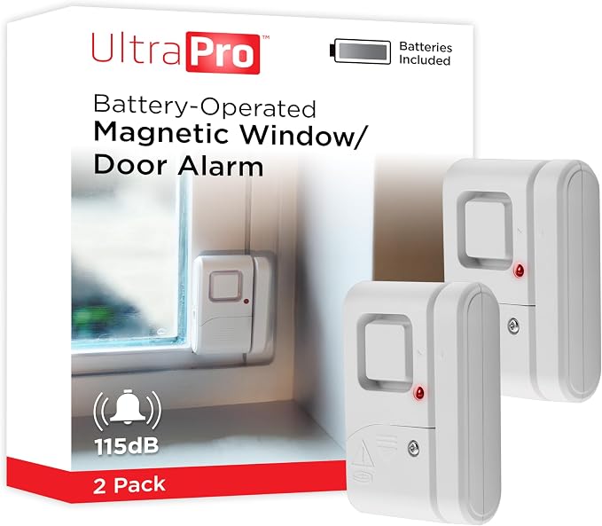 UltraPro Personal Security Window and Door Alarm, 2 Pack, DIY Protection, Burglar Alert, Wireless Chime/Alarm, Easy Installation, Home Security, Ideal for Home, Garage, Apartment, White, 45115 by Unknown