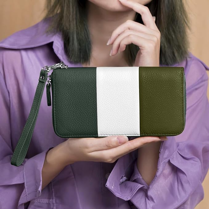 Moflycom Womens Wallet RFID Blocking Genuine Leather Multi Credit Card Large Capacity Zip Around Clutch Travel Purse Wristlet - Image 5