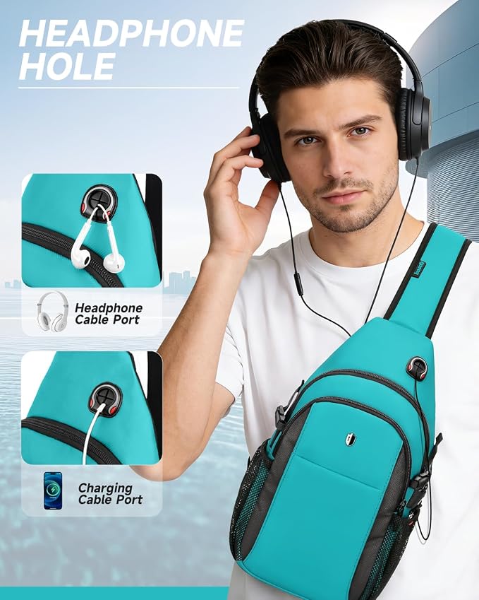 Expandable Sling Bag for Women, Turquoise Anti-Theft Crossbody Bag with Water Bottle Pocket, Summer Travel Essentials for Beach, Theme Park & College, Compatible with 11 inch iPad, Switch 2 - Image 7