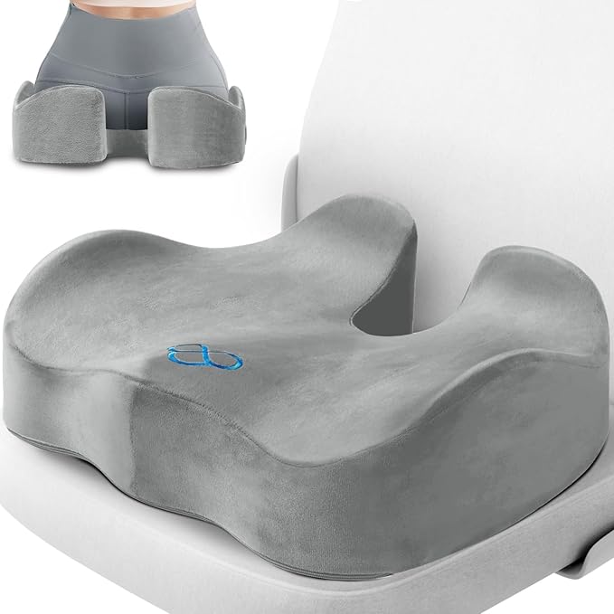 CushyOasis Seat Cushion, Gel Memory Foam Office Chair Cushions, (Light Grey) by CushyOasis