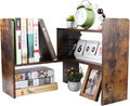 Desk Organizer Desktop Shelf Adjustable Countertop Bookshelf Small Table Shelves Book Organizer Office Organization for Desk, Antique Brown by PAG