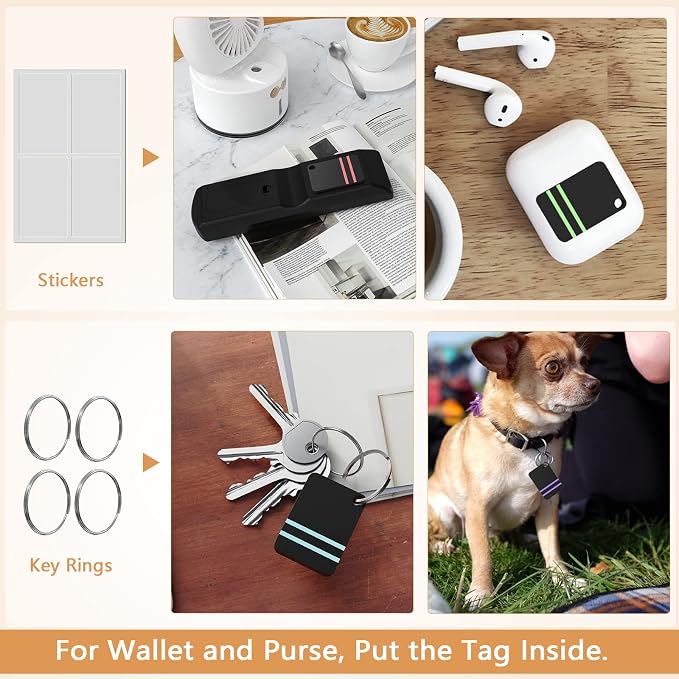 Remote Control Finder, Pack of 4 Find My Keys Device | Stick on Remote Finder Beeper, Tracker Tags for Car Keys and Phones | 120Ft Range 80dB RF Key Locator, Lost Key Finders That Make Noise - Image 5