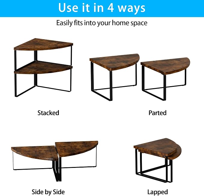 Golener Kitchen Corner Shelf, Corner Spice Rack, Counter Shelf, Stackable | Kitchen Counter Organizer, Plate Organizer for Cabinet, 2-Tier Corner Countertop Shelf, Corner Desk Shelf, Rustic Brown - Image 6