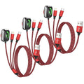 MPATIBY Multi Charging Cable for iWatch Charger, 3 in 1 Charging Cable USB Multiple Charger Cord for iWatch Ultra/SE/10-1, iPhone17-8, iPad, Android, Car, Cruise Essentials - 3Pcs 5FT by MPATIBY