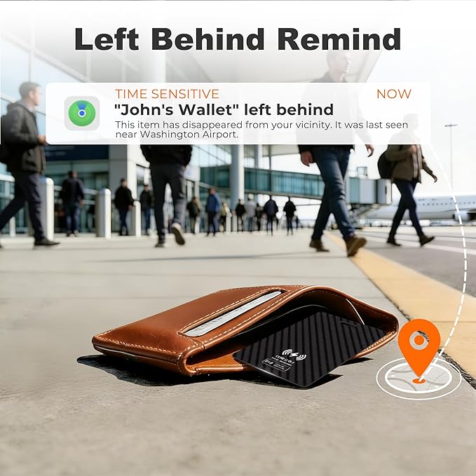 [Apple MFi Certified] Wallet Tracker Card with Apple Find My (iOS Only) Rechargeable Air Tracker Tags Bluetooth Wallet Finder IP68 Waterproof GPS Tracker Item Finder for Keys, Bags, Passport Black - Image 5