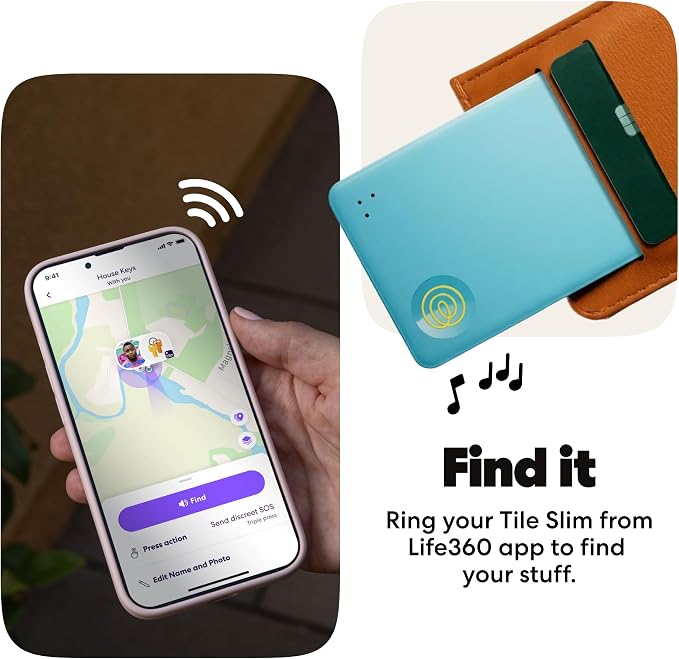 Life360 Tile Slim - Wallet Finder, Bluetooth Tracker and Item Locator for Luggage Tags, Passports and More. Both iOS and Android Compatible. Phone Finder. 1-Pack (Aqua Lemon) - Image 4