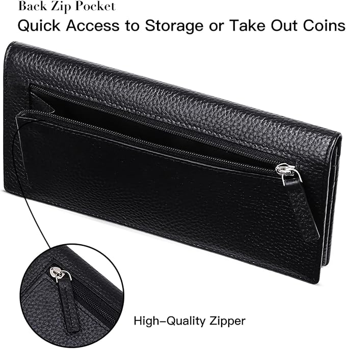 GOIACII Wallets for Women RFID Blocking Ultra Slim Leather Credit Card Holder Clutch - Image 3
