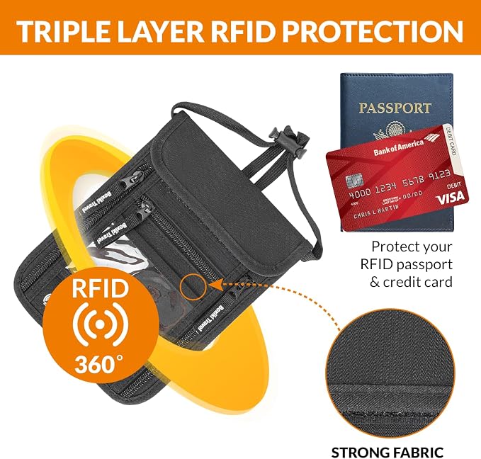Complete RFID Travel Security Set - Hidden Money Belt and Sleek Neck Wallet - Ultimate Protection for Your Valuables on the Go. - Image 3