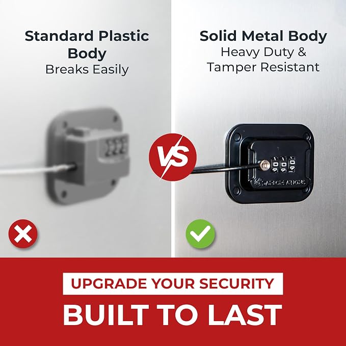 Heavy Duty Metal Refrigerator Lock Keyless Combination Security for Fridge, Freezer, Mini Fridge, Cabinet No Drill, Adhesive, Black - Image 2