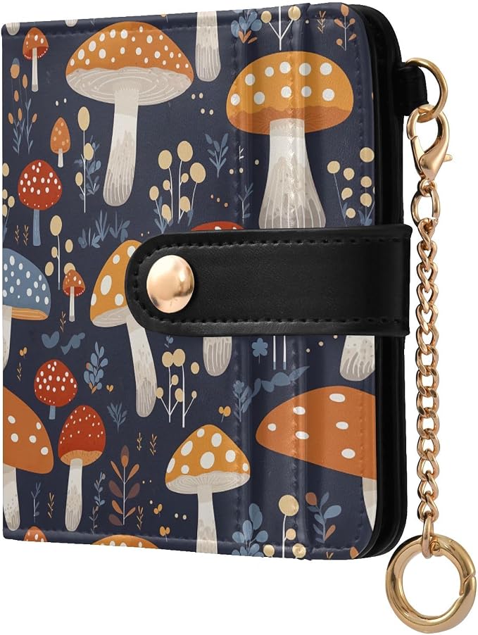 Big Poisonous Mushroom Women's Wallets RFID Blocking,Credit Card Holder Bifold Wallet,Slim Card Cases,PU Leather Travel Wallet for men Girls by visesunny