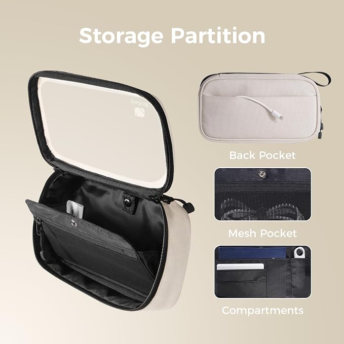 pack all Clear Electronic Organizer, Compact TPU Cable Organizer Bag | Portable & Lightweight, Water-resistant, Smooth Zipper, Travel Tech Pouch for Chargers, Phones, USB Cords, Beige - Image 5