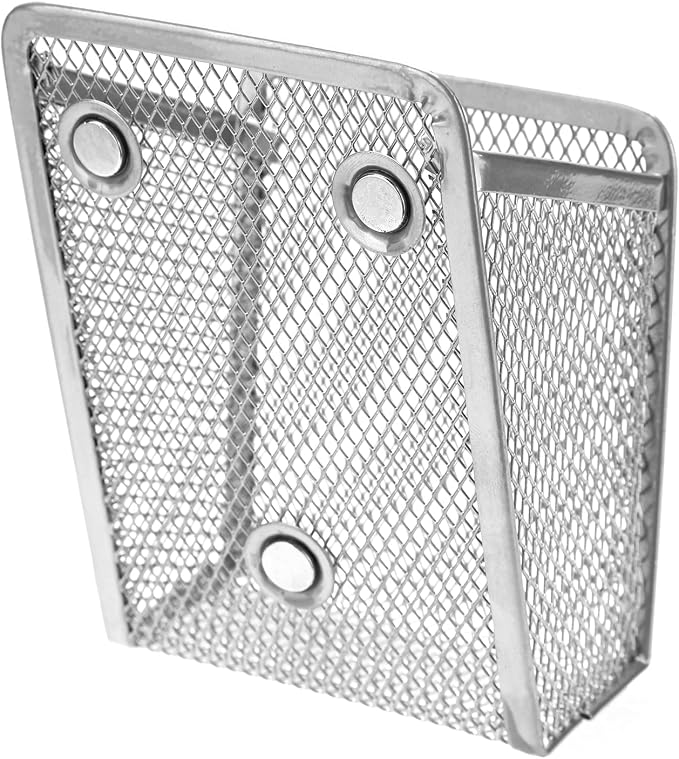 Magnetic Pencil Holder,Mesh Stainless Steel Pen Basket, Metal Writing Utensil Storage Organizer for Whiteboard,Blackboard,Kitchen, Locker, Home, or Office | Metal Writing Utensil Storage Organizer for Whiteboard,Blackboard,Kitchen, Locker, Home, or Office - Image 5