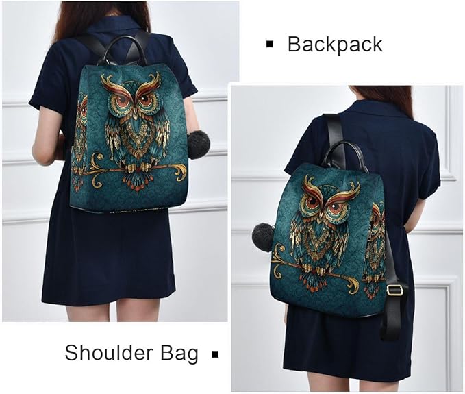 ALAZA Owl Print Ethnic Backpack Purse for Women Anti Theft Fashion Back Pack Shoulder Bag - Image 7