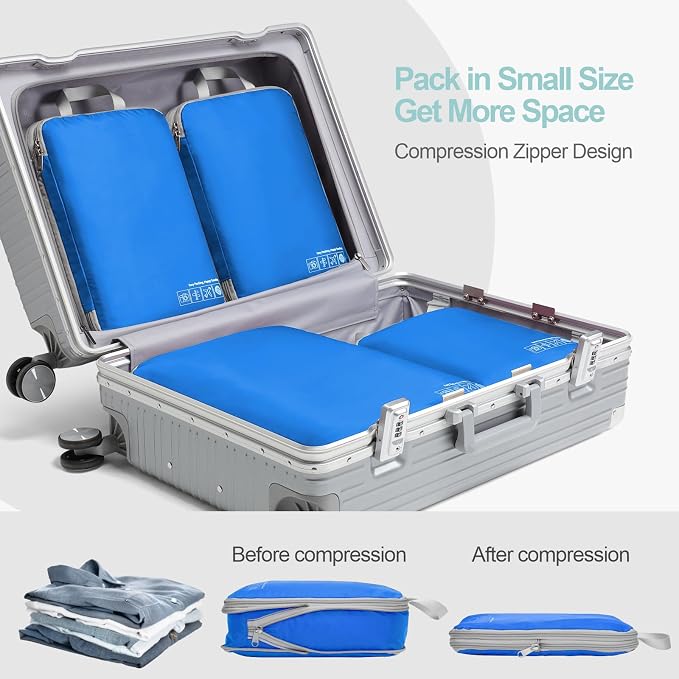 Cambond Compression Packing Cubes for Travel - Luggage Suitcase Organizer | Compression Zip Design for Space-saving, Expandable, Lightweight, Keep Clothes Sorted, Luggage Space Tidy, Carry on Pack Fast - Image 4