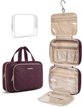 BAGSMART Toiletry Bag Hanging Travel Makeup Organizer with TSA Approved Transparent Cosmetic Bag Makeup Bag for Full Sized Toiletries(Cherry Red) by BAGSMART