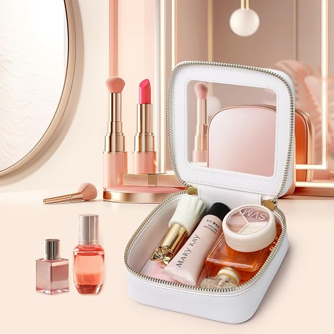Pinkmik Mini Clear Makeup Bag, White, MINI-1 | Small Size, Zipper Closure, Cosmetic & Toiletry Case, Purse Organizer, Car Essentials - Image 4