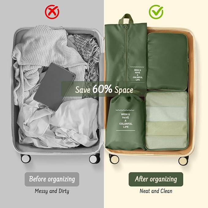 8 Set Packing Cubes for Travel Suitcase Organizer Bags Luggage Packing Cubes Set Travel Essentials Accessories Gifts for Women - Image 6