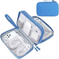 FYY Electronic Organizer, Travel Tech Pouch Bag, Large, Cyan | Wrist Strap, Waterproof, Double Layers Portable Electronics Travel Carrying Case for Cord, Charger, Daily Business Trips Use by FYY