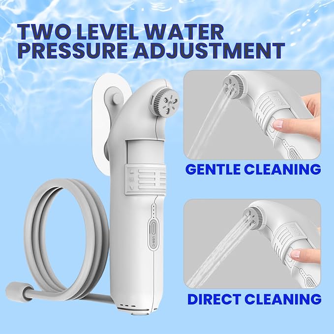 2Clean Portable Bidet, USB Rechargeable High Pressure Travel Sprayer, Home | 2.5L water container with adjustable spray and wall bracket. Lightweight portable bidet for travel, home, camping, and work. - Image 5