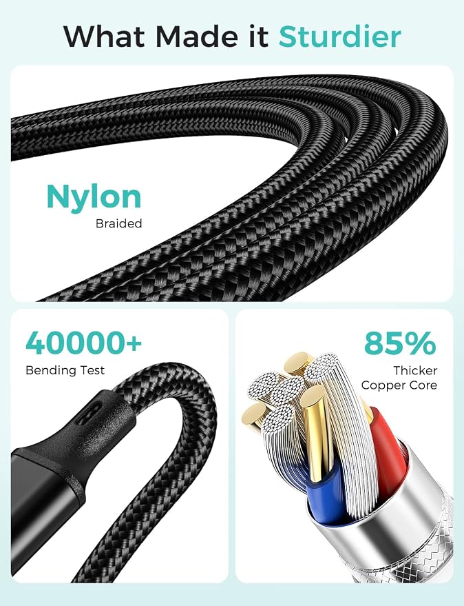 2Pack Multi Charging Cable for Apple Watch Charger 4 in 1 Travel Essentials RV Camping Essentials USB C/L/Micro Compatible with iWatch Series 11-1/iPhone 17/16/15/Android Airplane Gadgets-4FT/Black - Image 4