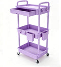REBECAT 3 Tier Rolling Cart with Drawer, Utility Storage Cart on Wheels for Kitchen, Bathroom, Living Room,Office(Purple) by REBECAT