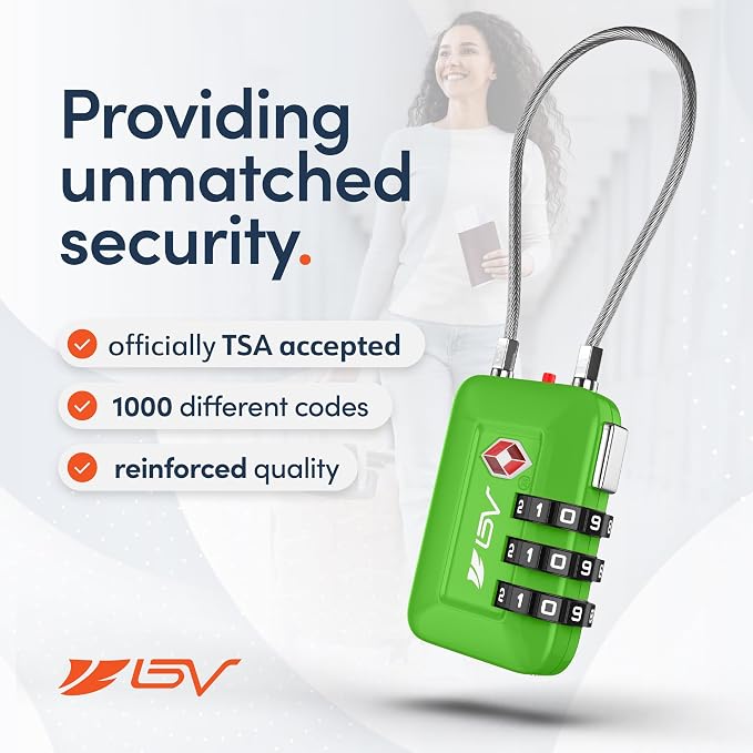 TSA Accpeted Luggage Travel Lock, Set-Your-Own Combination Lock for School Gym, Golf Bag, Locker, Luggage Suitcase Baggage Locks, Filing Cabinets, Toolbox, Case (Green, 2 Pack) - Image 4